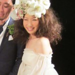 結婚式ヘッドドレス　オフホワイト&ピンク&グリーン